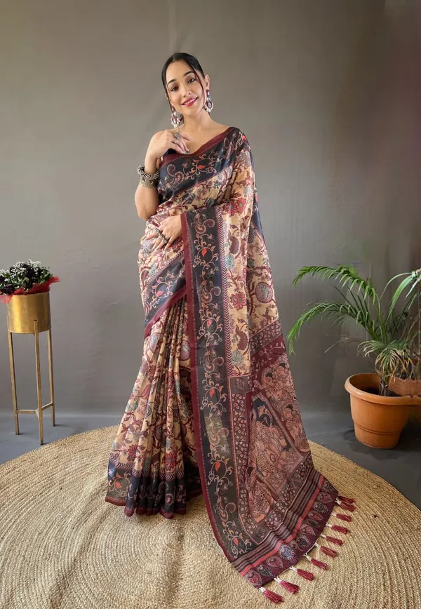 Hand_Picked_Kalamkari_Print_Cotton_Saree_(Product_Code:-70005)