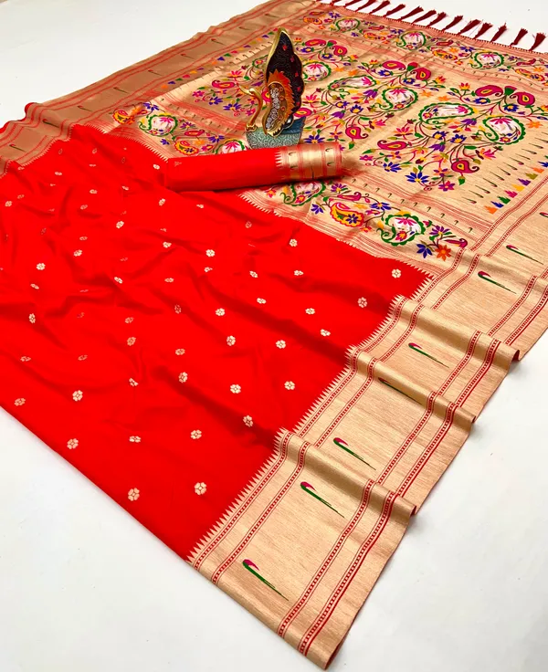 Red_Color_Soft_Paithani_Silk_Meenakari_Peacock_Weaving_Saree_(Product_Code:-10043)
