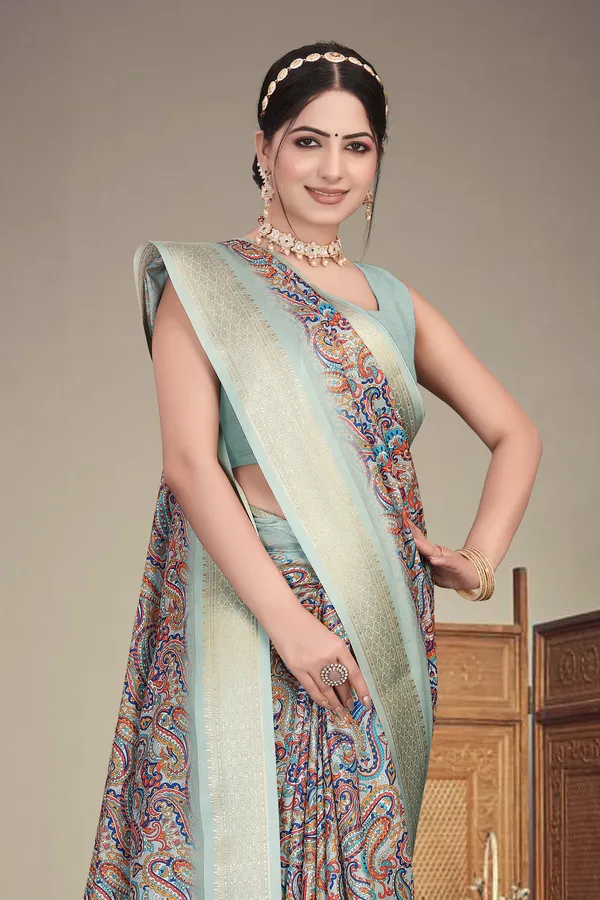 Light_blue_Color_Heavy_Rich_Cotton_Silk_Digital_Print_Jacquard_Border_Saree_(Product_Code:-80015)