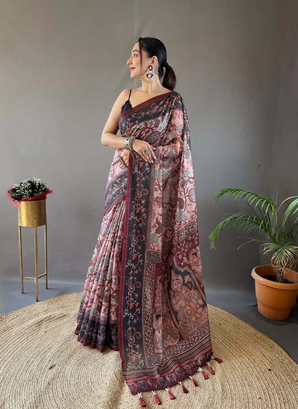 Hand_Picked_Kalamkari_Print_Cotton_Saree_(Product_Code:-70002)