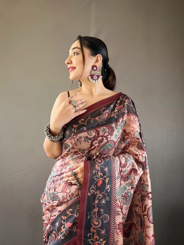 Hand_Picked_Kalamkari_Print_Cotton_Saree_(Product_Code:-70002)
