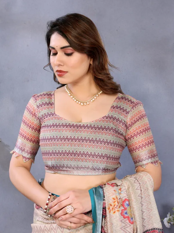 Multi_Color_Handloom_Linen_Cotton_Digital_Print_Zari_Border_Saree_(Product_Code:-80031)