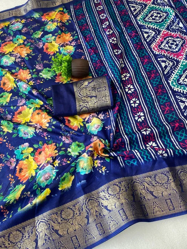 Navy_blue_Color_Premium_Dola_Floral_Print_Designer_Saree_(Product_Colod_:-_90023)