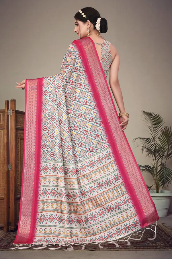 Off-white_Color_Heavy_Rich_Cotton_Silk_Digital_Print_Jacquard_Border_Saree_(Product_Code:-80017)
