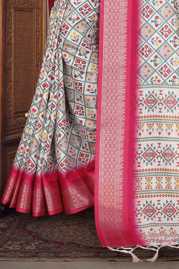 Off-white_Color_Heavy_Rich_Cotton_Silk_Digital_Print_Jacquard_Border_Saree_(Product_Code:-80017)