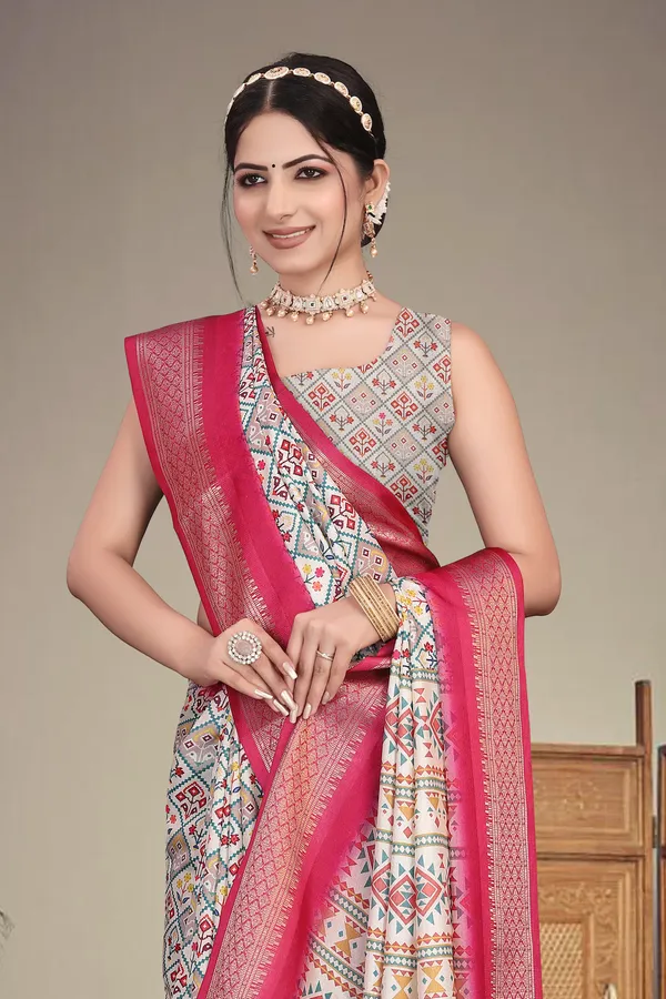 Off-white_Color_Heavy_Rich_Cotton_Silk_Digital_Print_Jacquard_Border_Saree_(Product_Code:-80017)