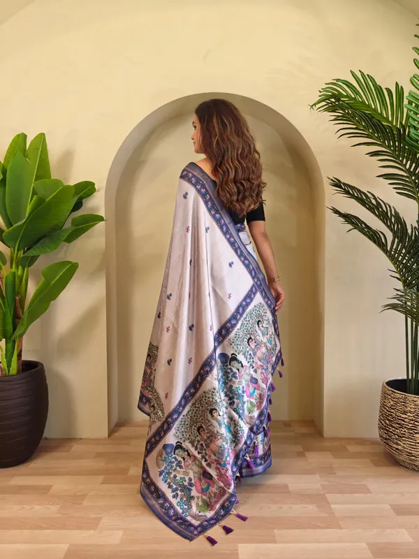 Off-white_Color_Pure_Dola_Viscose_Kalamkari_Print_Saree_(Product_Code:-_90002)