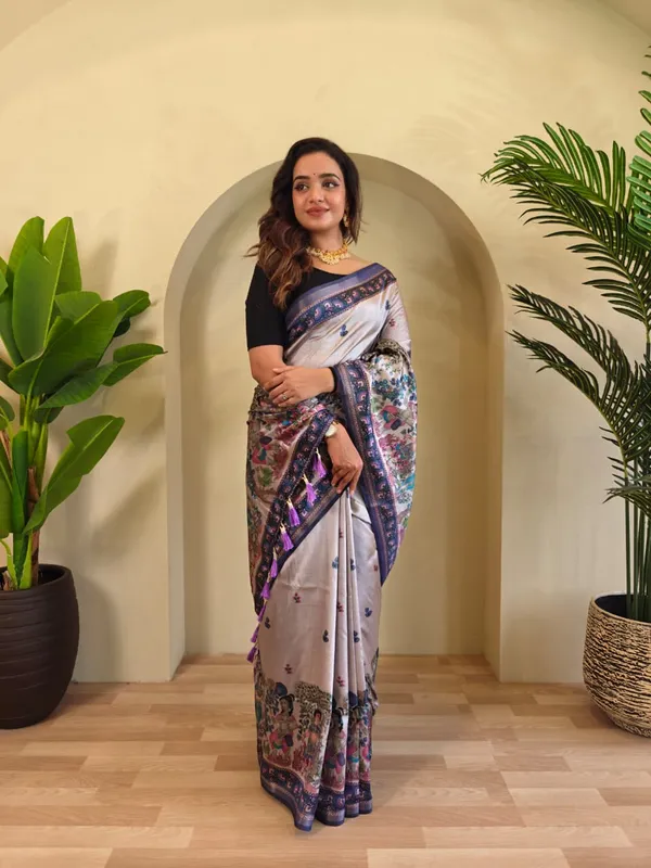 Off-white_Color_Pure_Dola_Viscose_Kalamkari_Print_Saree_(Product_Code:-_90002)