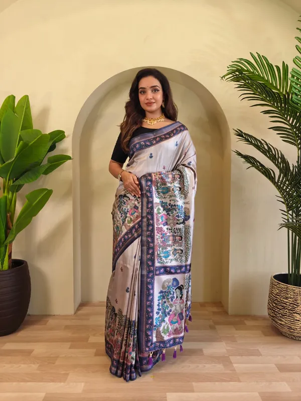 Off-white_Color_Pure_Dola_Viscose_Kalamkari_Print_Saree_(Product_Code:-_90002)
