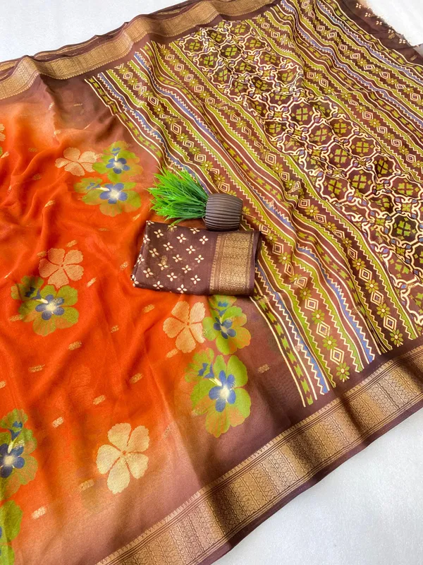 Orange_Color_Premium_Soft_Crepe_Floral_Print_Designer_Saree_(Product_Code:-70012)