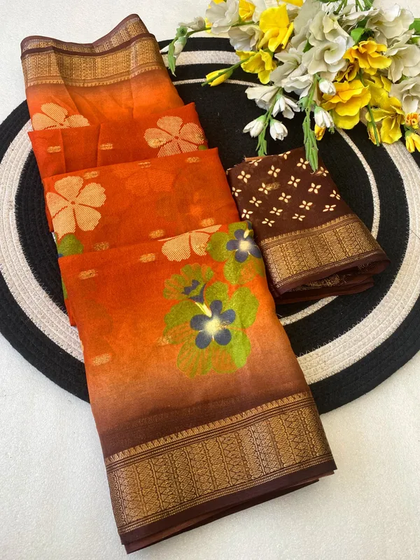 Orange_Color_Premium_Soft_Crepe_Floral_Print_Designer_Saree_(Product_Code:-70012)