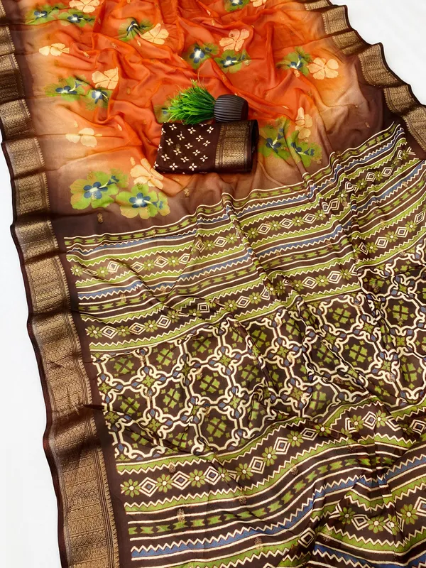 Orange_Color_Premium_Soft_Crepe_Floral_Print_Designer_Saree_(Product_Code:-70012)