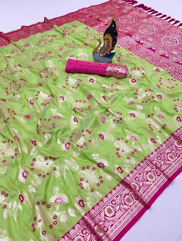 Parrot_Green_Color_Soft_Paithani_Silk_Peacock_Meenakari_Saree_(Product_Code:-_10031)