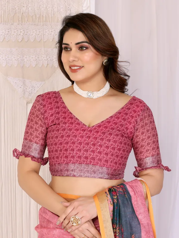Pink_Color_Handloom_Linen_Cotton_Digital_Print_Designer_Saree_(Product_Code:-80022)
