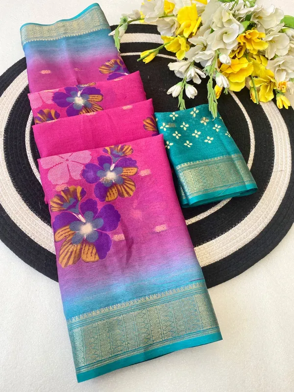 Pink_Color_Premium_Soft_Crepe_Floral_Print_Designer_Saree_(Product_Code:-70011)
