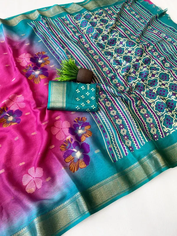 Pink_Color_Premium_Soft_Crepe_Floral_Print_Designer_Saree_(Product_Code:-70011)