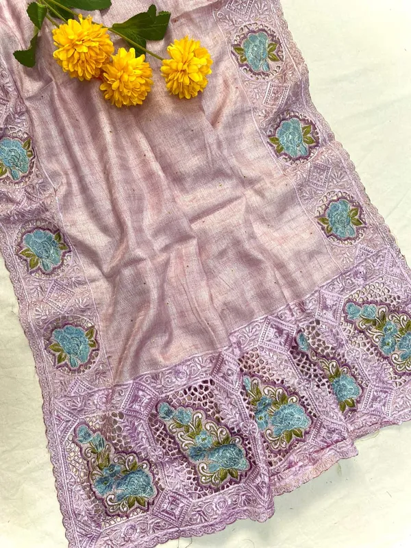 Pink_Color_Soft_Tussar_Silk_Embroidered_Cutwork_Designer_Saree_(Product_Code_:-_110014_)
