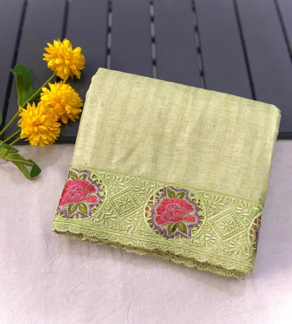 Pista_Green_Color_Soft_Tussar_Silk_Embroidered_Cutwork_Designer_Saree_(Product_Code_:-_110018_)