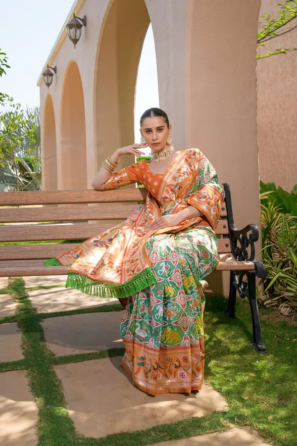 Pista_green_color_paithani_silk_saree_with_zari_weaving_work(Product_code:-_10015)