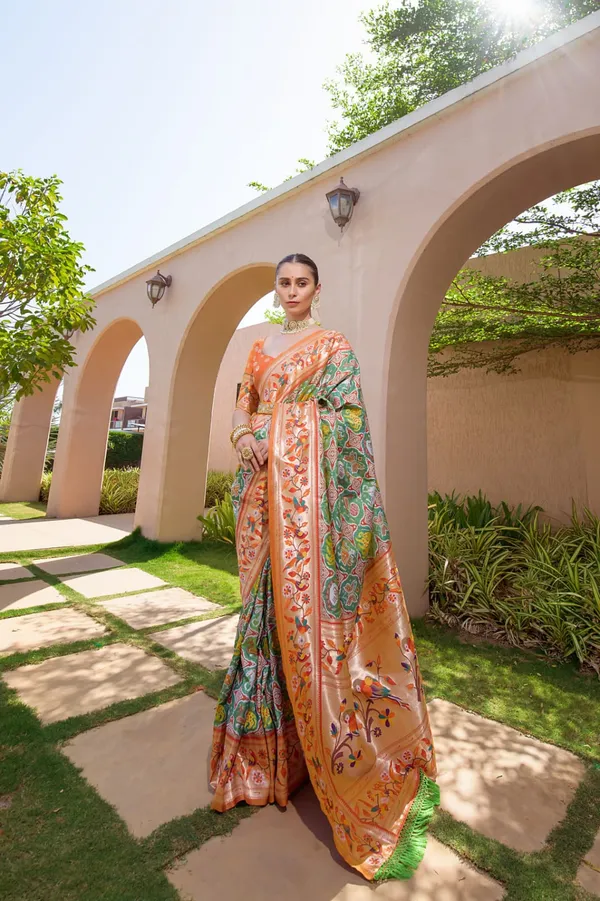 Pista_green_color_paithani_silk_saree_with_zari_weaving_work(Product_code:-_10015)