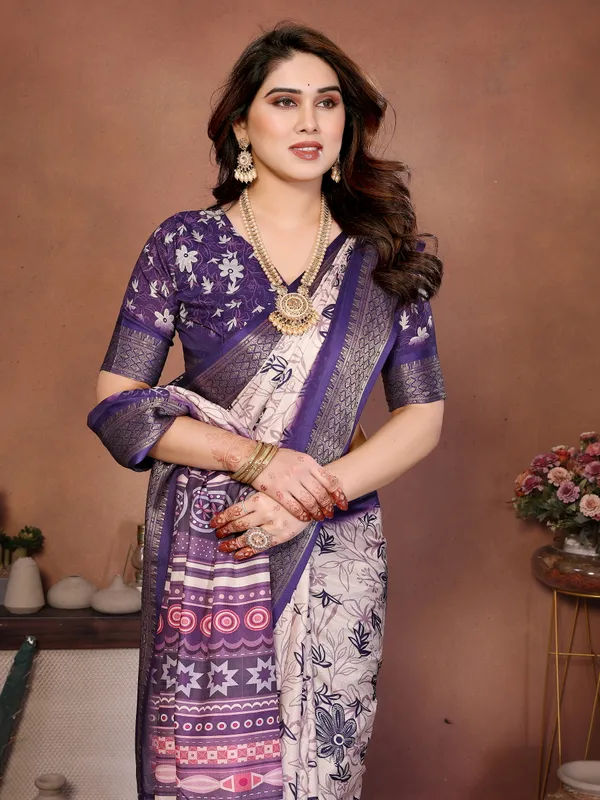 Purple_Color_Heavy_Rich_Cotton_Silk_Digital_Print_Designer_Saree_(Product_Code:-80005)