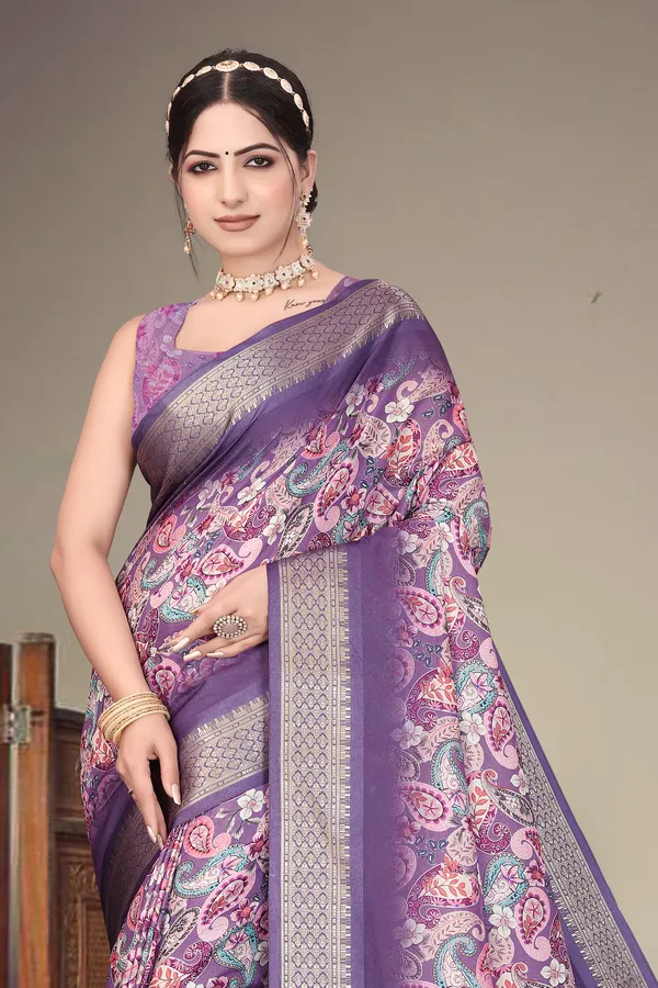 Purple_Color_Heavy_Rich_Cotton_Silk_Digital_Print_Jacquard_Border_Saree_(Product_Code:-80014)
