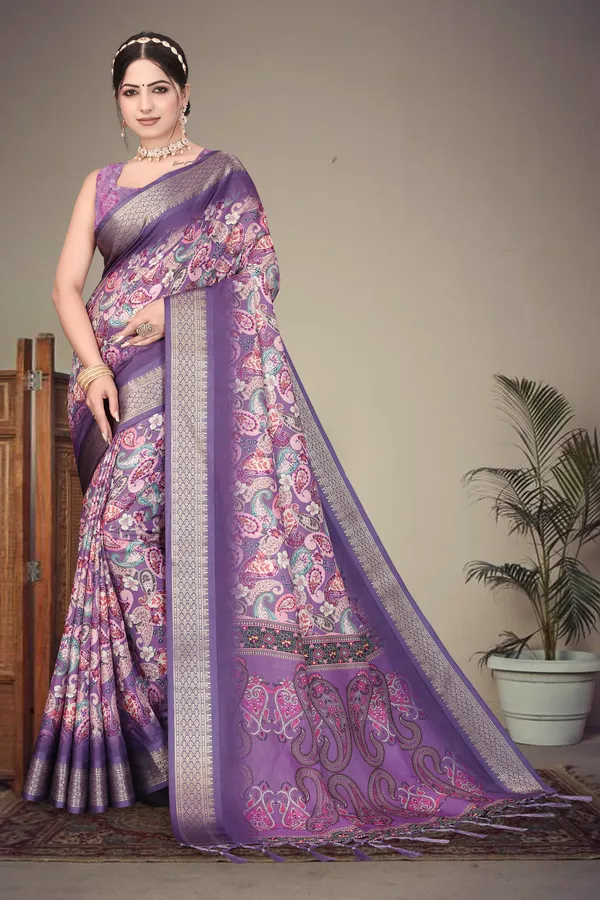 Purple_Color_Heavy_Rich_Cotton_Silk_Digital_Print_Jacquard_Border_Saree_(Product_Code:-80014)