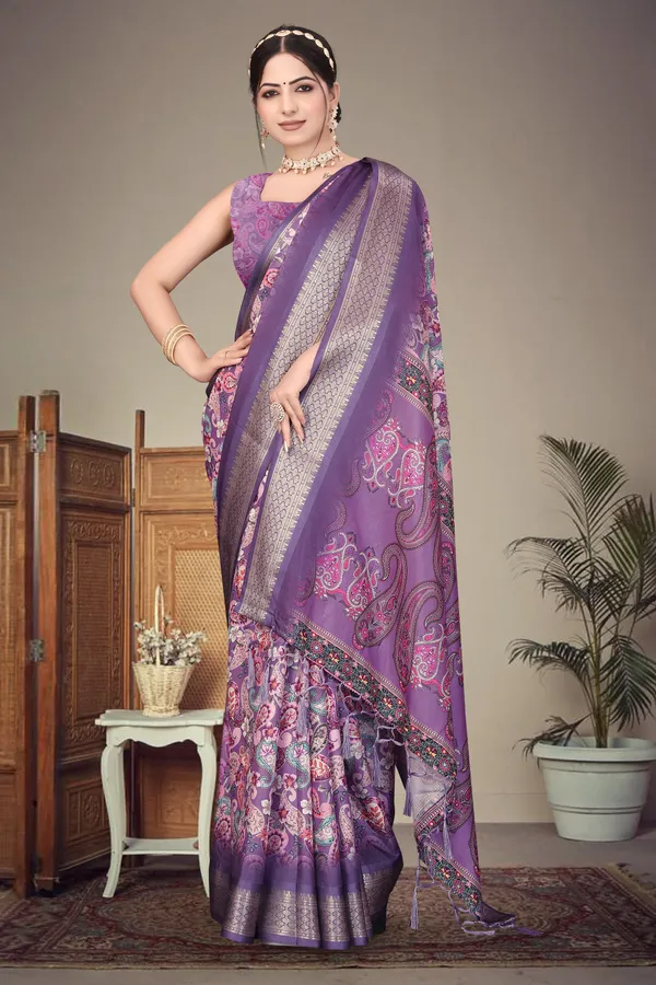 Purple_Color_Heavy_Rich_Cotton_Silk_Digital_Print_Jacquard_Border_Saree_(Product_Code:-80014)