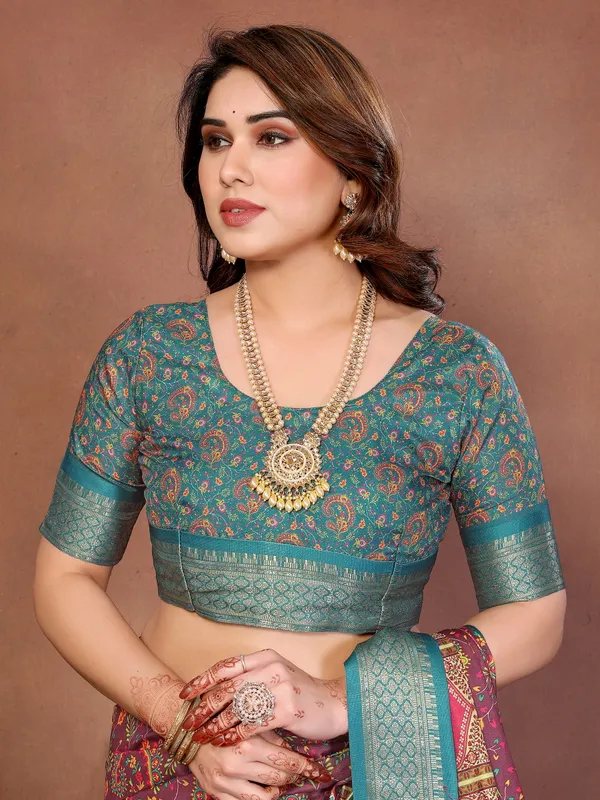 Rama_Blue_Color_Heavy_Rich_Cotton_Silk_Digital_Print_Designer_Saree_(Product_Code:-80002)