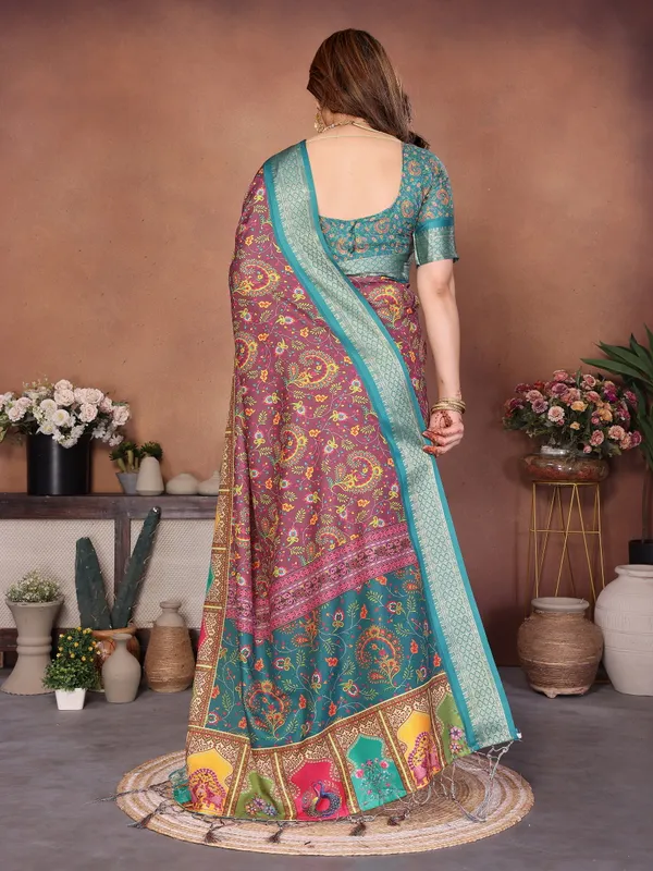 Rama_Blue_Color_Heavy_Rich_Cotton_Silk_Digital_Print_Designer_Saree_(Product_Code:-80002)