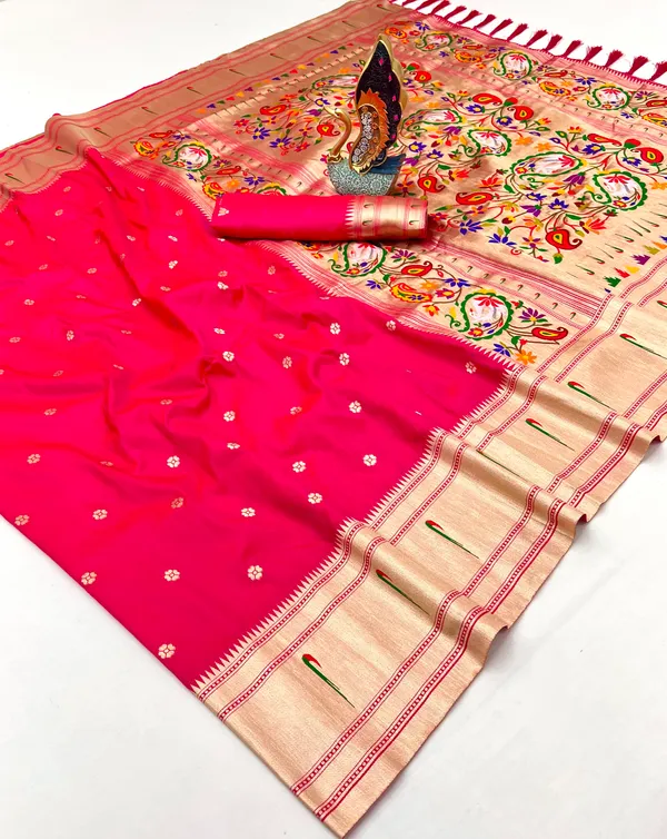 Rani_Pink_Color_Soft_Paithani_Silk_Meenakari_Peacock_Weaving_Saree_(Product_Code:-10039)