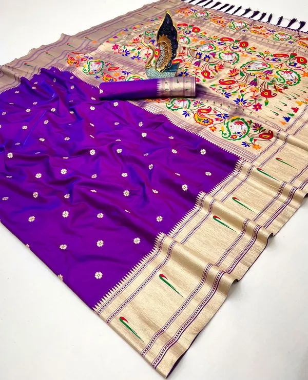 Royal_Purple_Color_Soft_Paithani_Silk_Meenakari_Peacock_Weaving_Saree_(Product_Code:-10044)
