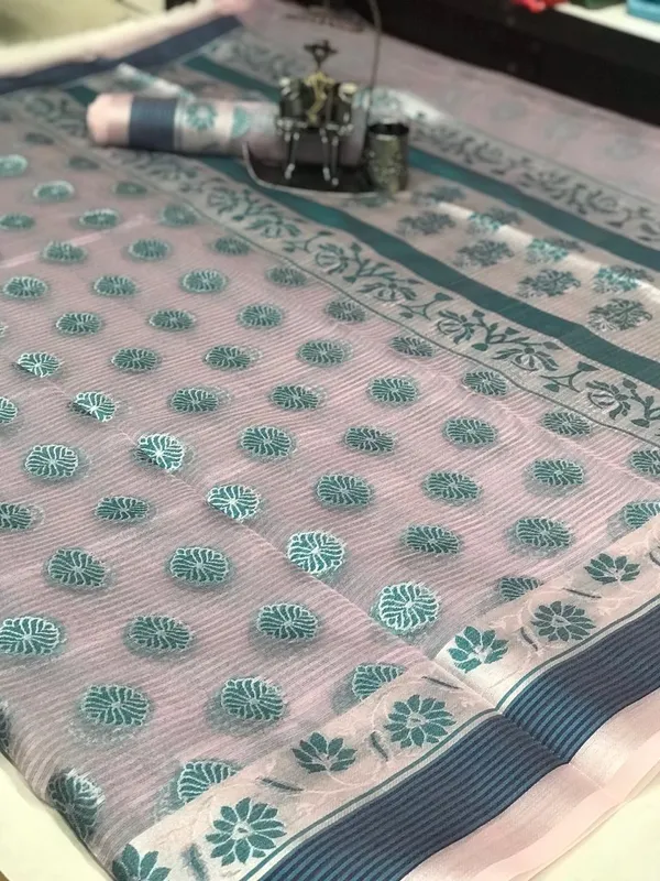 Sea_green_Color_Pure_Organza_Silk_Jacquard_Weaving_Saree_(Product_Code_:-_60005)