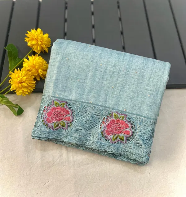 Sky_Blue_Color_Soft_Tussar_Silk_Embroidered_Cutwork_Designer_Saree_(Product_Code_:-_110019_)