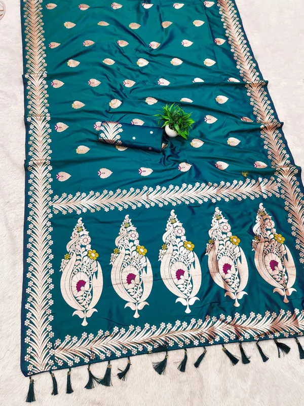 Teal_Blue_Color_Soft_Banarasi_Silk_Gold_Zari_Meenakari_Weaving_Saree_(Product_Code:-_30024)