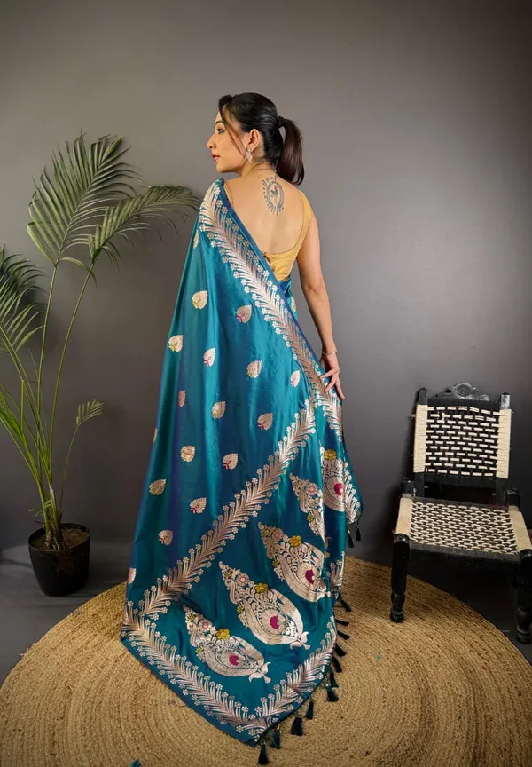 Teal_Blue_Color_Soft_Banarasi_Silk_Gold_Zari_Meenakari_Weaving_Saree_(Product_Code:-_30024)