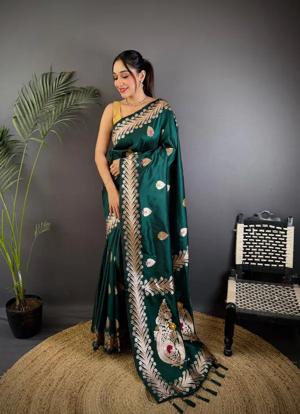 Teal_Green_Color_Soft_Banarasi_Silk_Gold_Zari_Meenakari_Weaving_Saree_(Product_Code:-_30022)