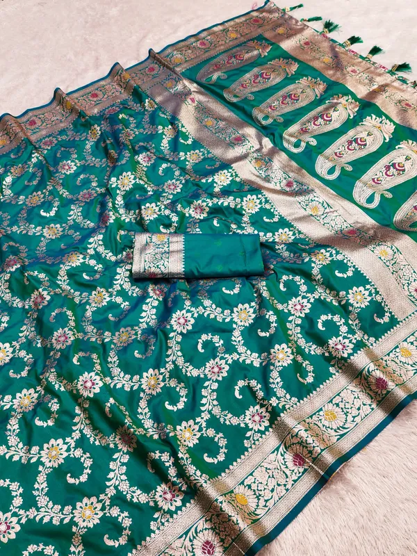 Teal_Green_Color_Soft_Premium_Banarasi_Silk_Meenakari_Weaving_Saree_(Product_Code:-30013)