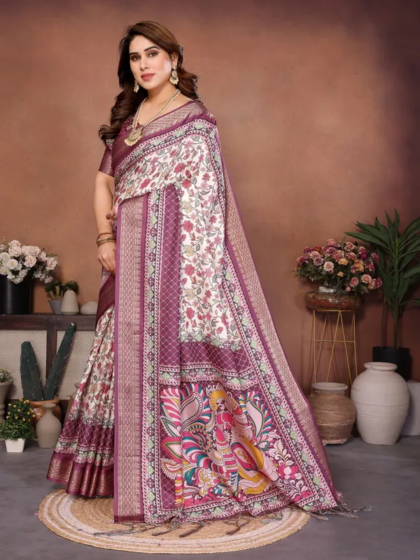 Wine_Color_Heavy_Rich_Cotton_Silk_Digital_Print_Designer_Saree_(Product_Code:-80004)
