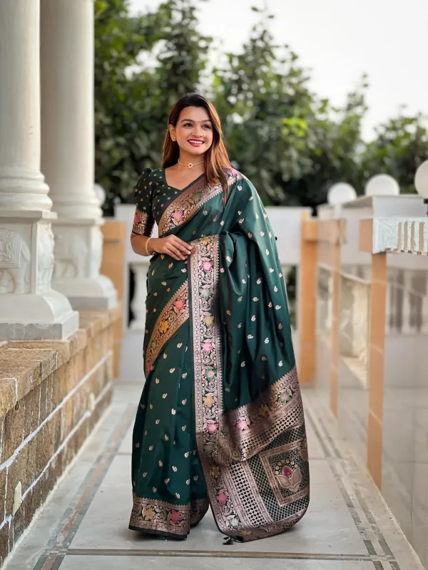 Bottle_Green_Color_Premium_Original_Silk_Banarasi_Meenakari_Saree_(Product_Code:-_30008)