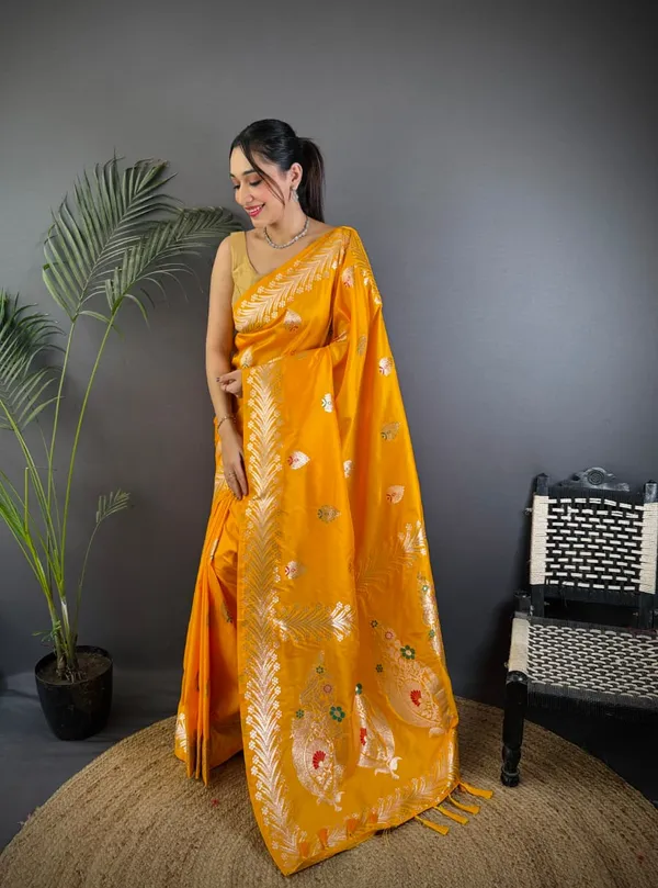 Yellow_Color_Soft_Banarasi_Silk_Gold_Zari_Meenakari_Weaving_Saree_(Product_Code:-_30020)