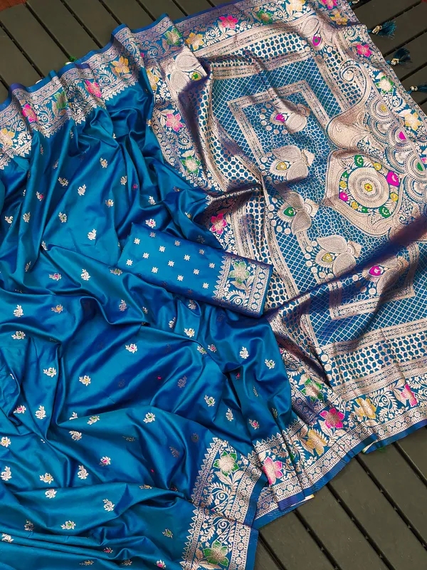 Peacock_Blue_Color_Premium_Original_Silk_Banarasi_Meenakari_Saree_(Product_Code:-_30004)