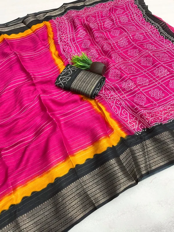 Rani_Pink_Color_Premium_Dola_Silk_Two-Tone_Zari_Designer_Saree_(Product_Code:-90009)