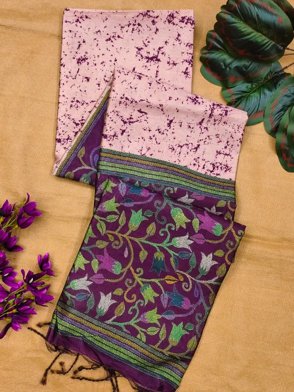 light_pink_Color_Soft_Tussar_Silk_Floral_Print_Saree_(Product_Code:-110006)
