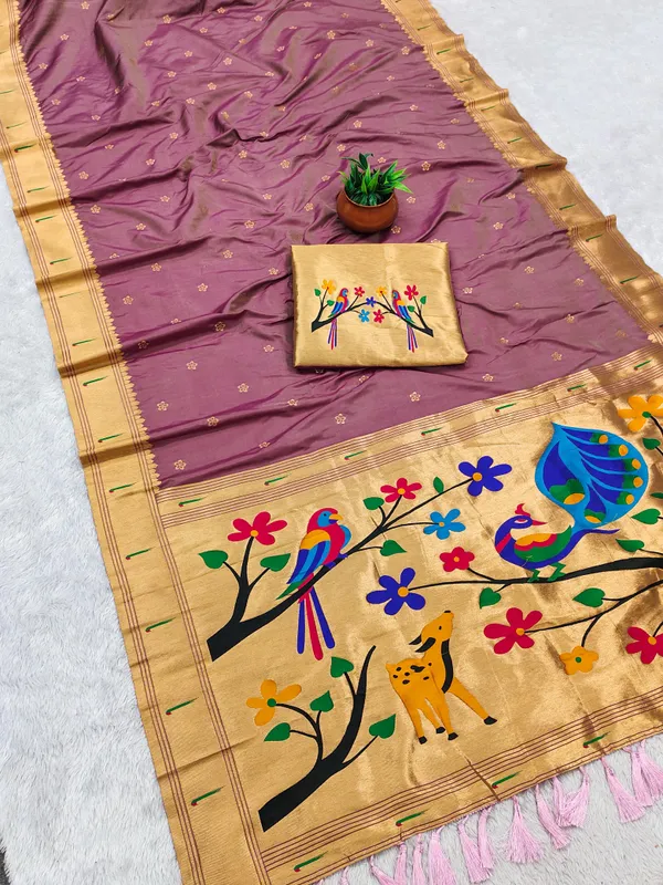 light_purple_Color_Soft_Paithani_Silk_Meenakari_Peacock_Saree_(Product_Name:-10024)