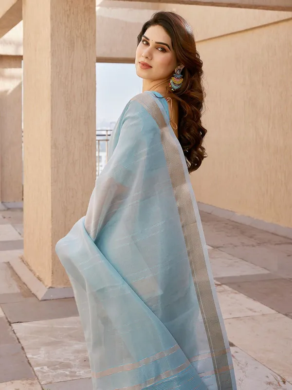 sky_blue_Color_Soft_Tissue_Linen_Silk_Zari_Weave_Saree_(Product_Code:-120002)