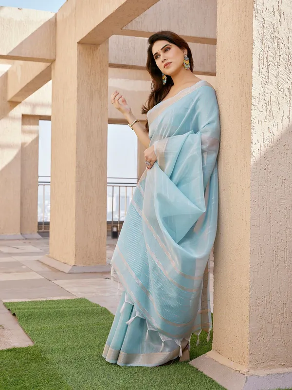 sky_blue_Color_Soft_Tissue_Linen_Silk_Zari_Weave_Saree_(Product_Code:-120002)