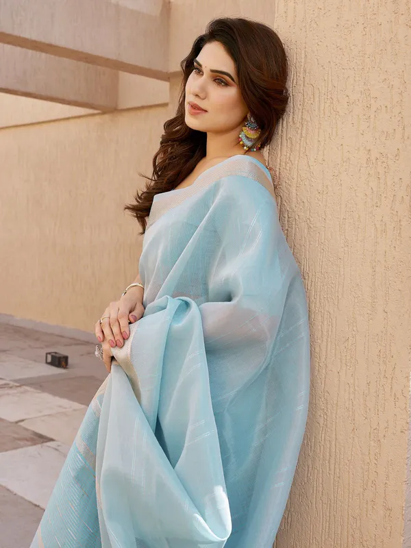 sky_blue_Color_Soft_Tissue_Linen_Silk_Zari_Weave_Saree_(Product_Code:-120002)