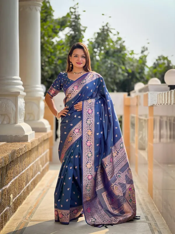 Navy_Blue_Color_Premium_Original_Silk_Banarasi_Meenakari_Saree_(Product_Code:-_30006)