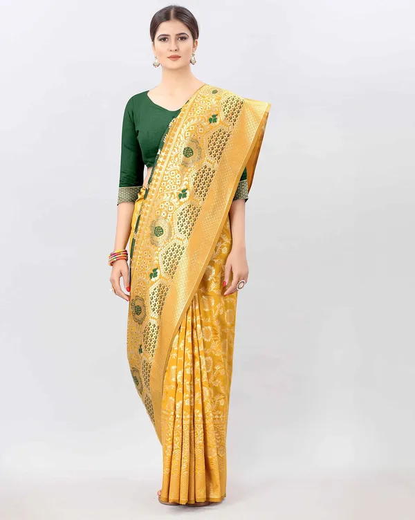 Yellow_Soft_Lichi_Silk_Saree_For_Women
